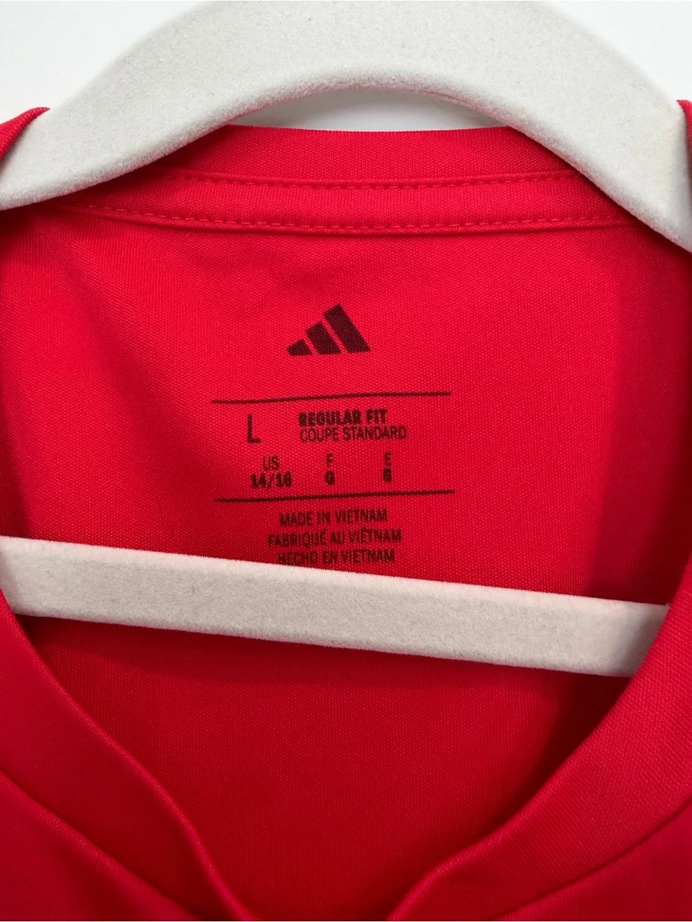 Adidas Boy’s Red Short Sleeve Tee with Black Logo